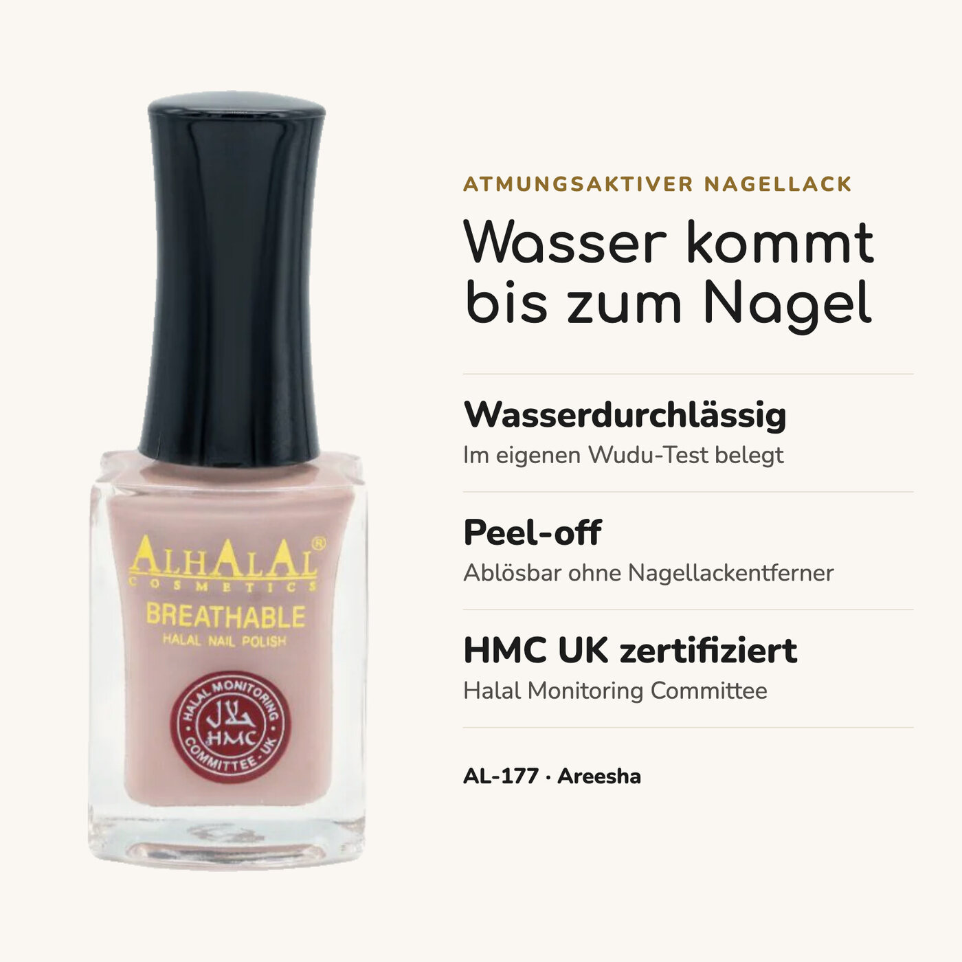 AL-177 AREESHA Halal Atmungsaktiver Nagellack Rosa, Vorteile auf einen Blick