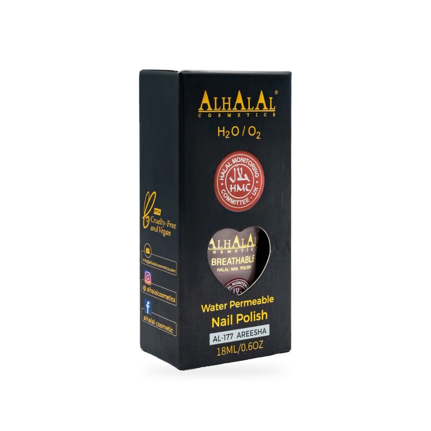 AL-177 AREESHA Halal Atmungsaktiver Nagellack Rosa, Produktfoto Box
