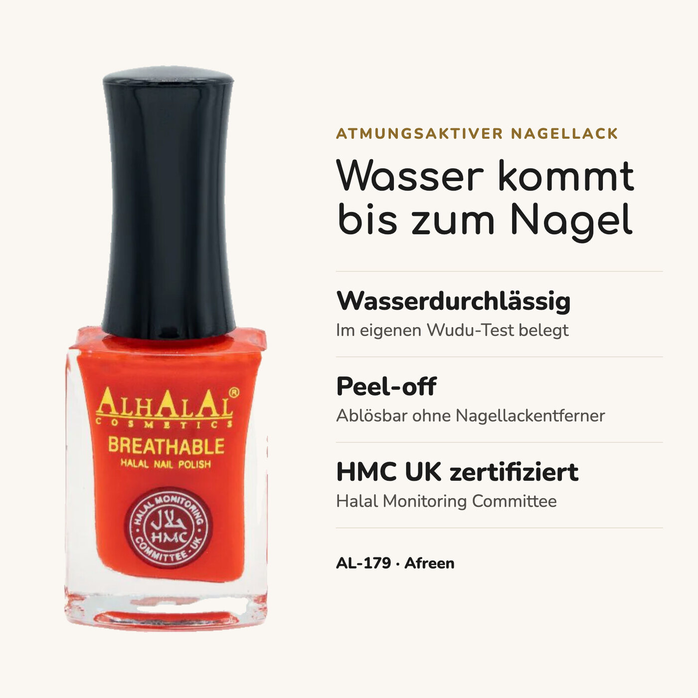 AL-179 AFREEN Halal Atmungsaktiver Nagellack Neon, Vorteile auf einen Blick