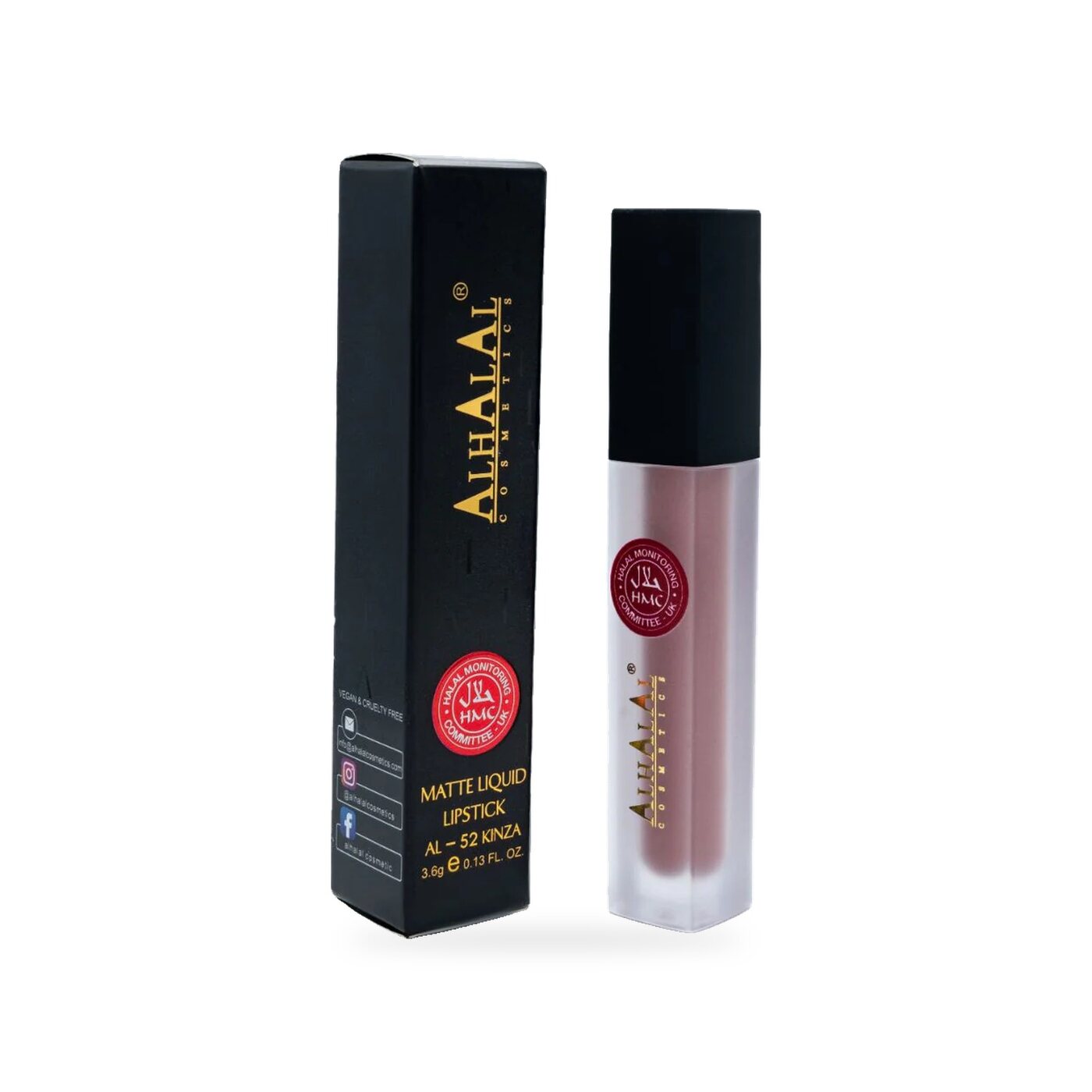 AL-52 KINZA Halal Lippenstift Nude, Produktfoto mit Box
