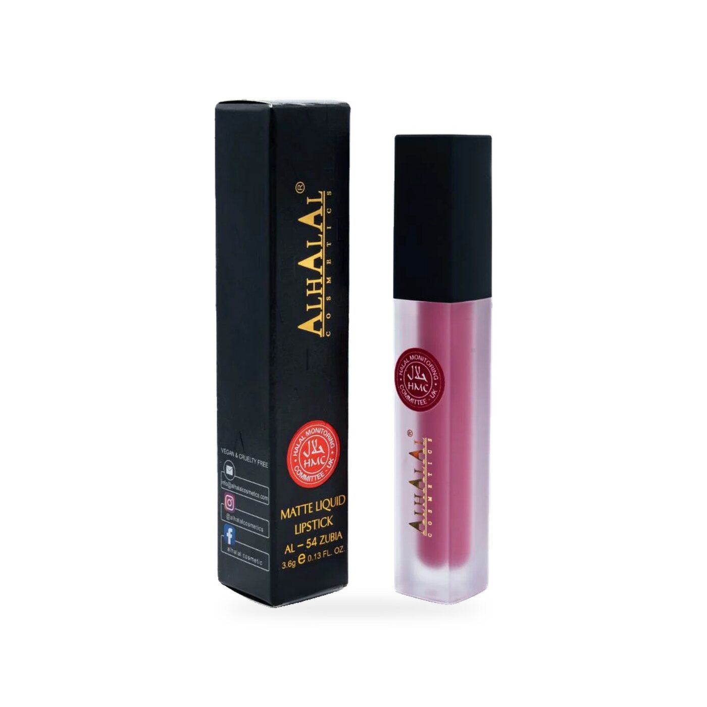 AL-54 ZUBIA Halal Lippenstift Rosa, Produktfoto mit Box