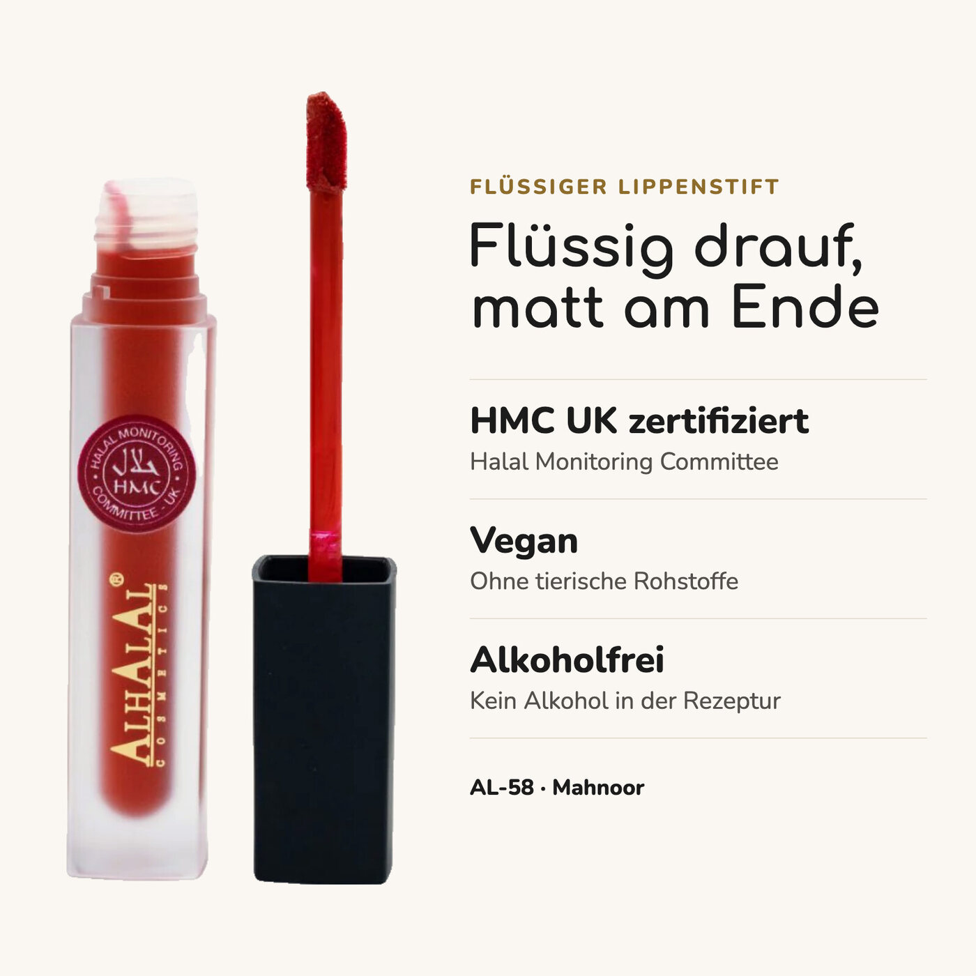 AL-58 MAHNOOR Lippenstift Dunkelrot, Vorteile auf einen Blick