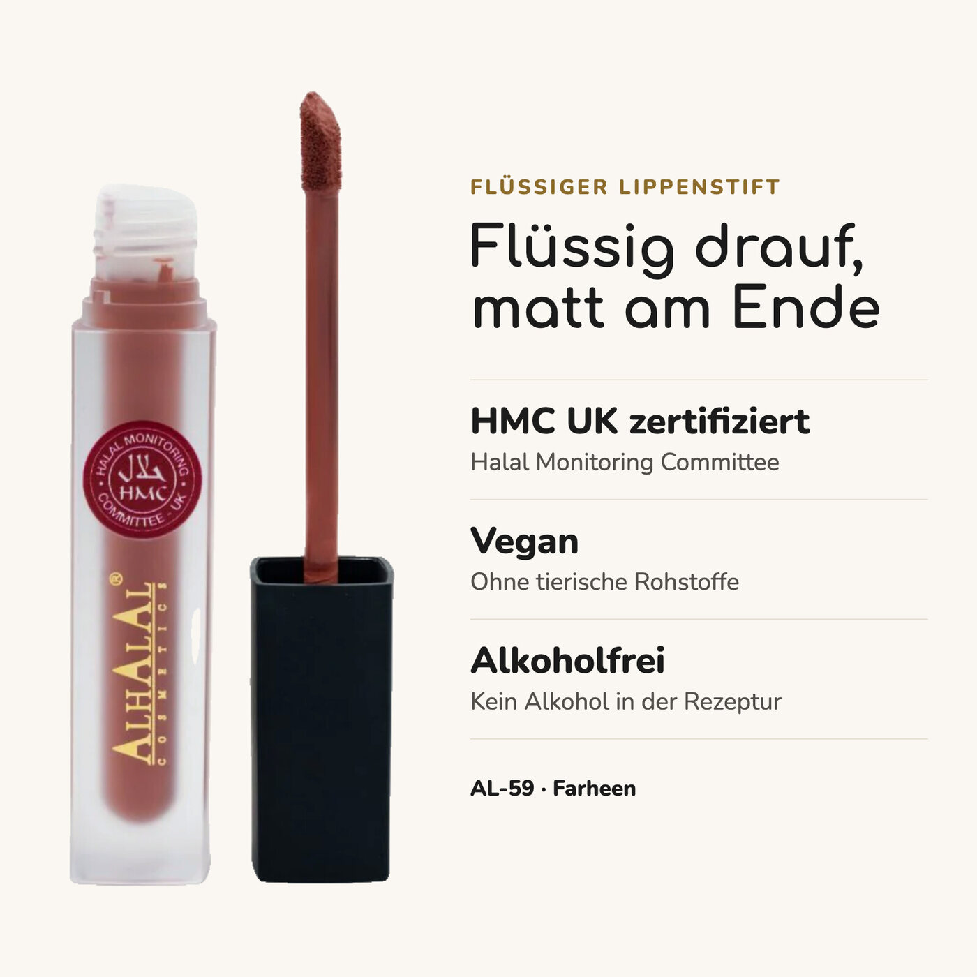 AL-59 FARHEEN Lippenstift Peach Nude, Vorteile auf einen Blick