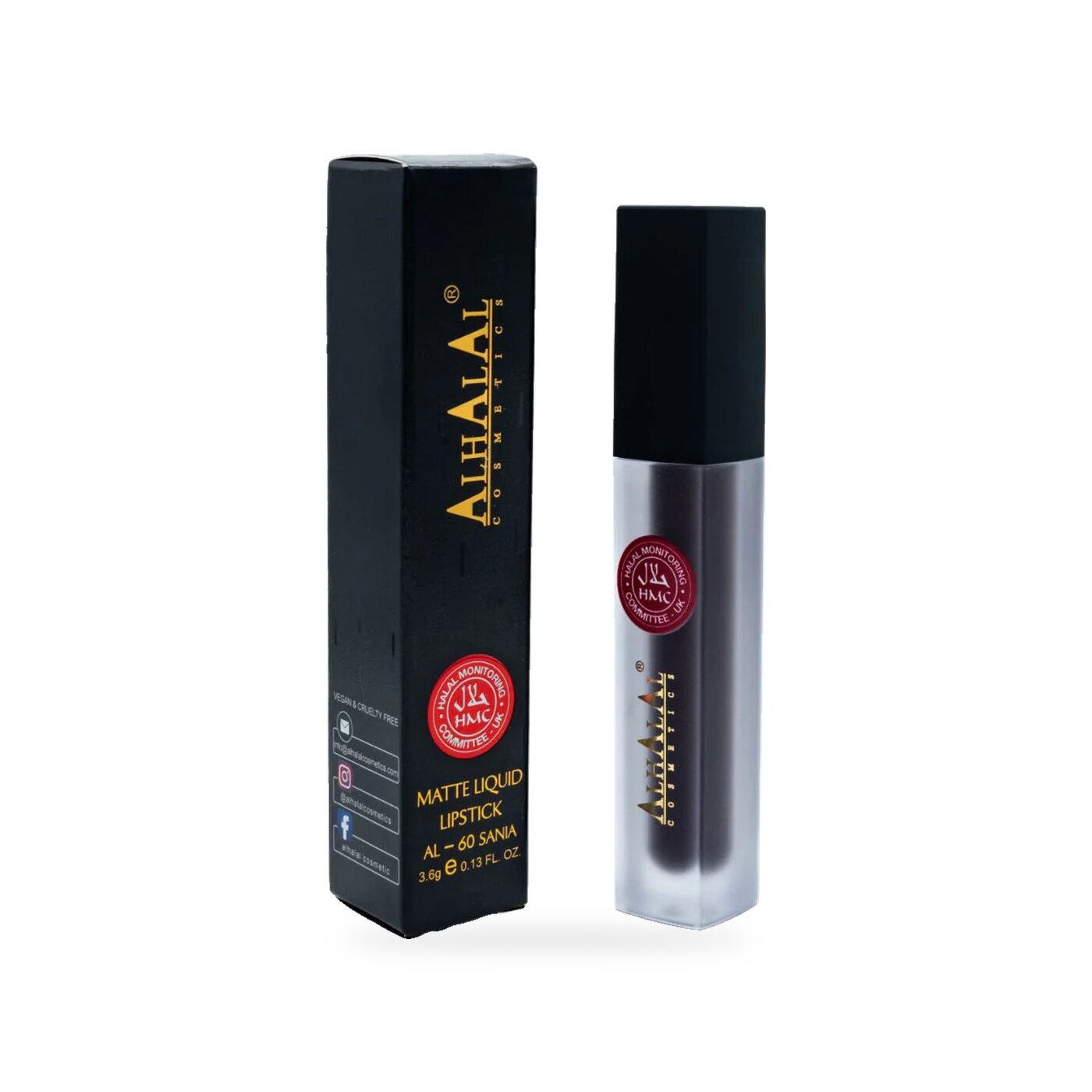 AL-60 SANIYA Lippenstift Velvet Plum, Produktfoto mit Box