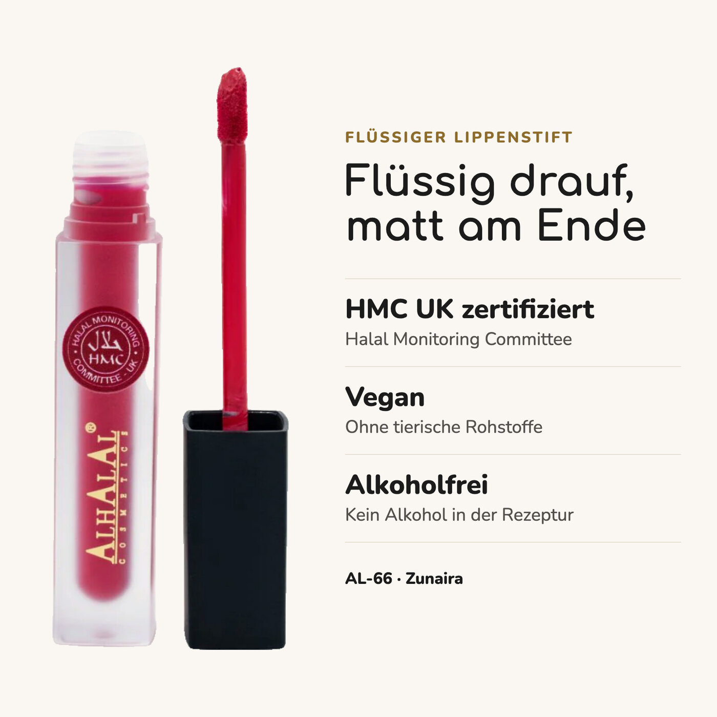 AL-66 ZUNAIRA Lippenstift Pink, Vorteile auf einen Blick