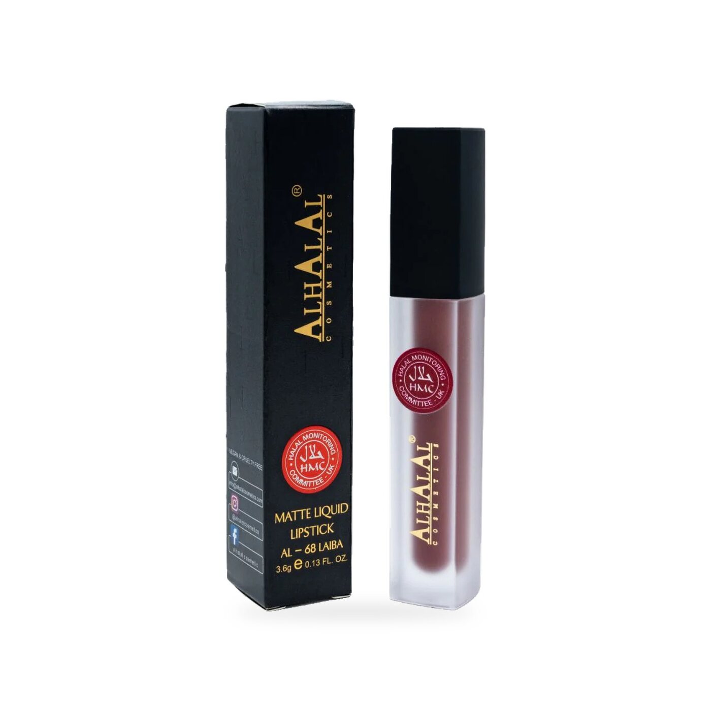 AL-68 LAIBA Lippenstift Braun, Produktfoto mit Box