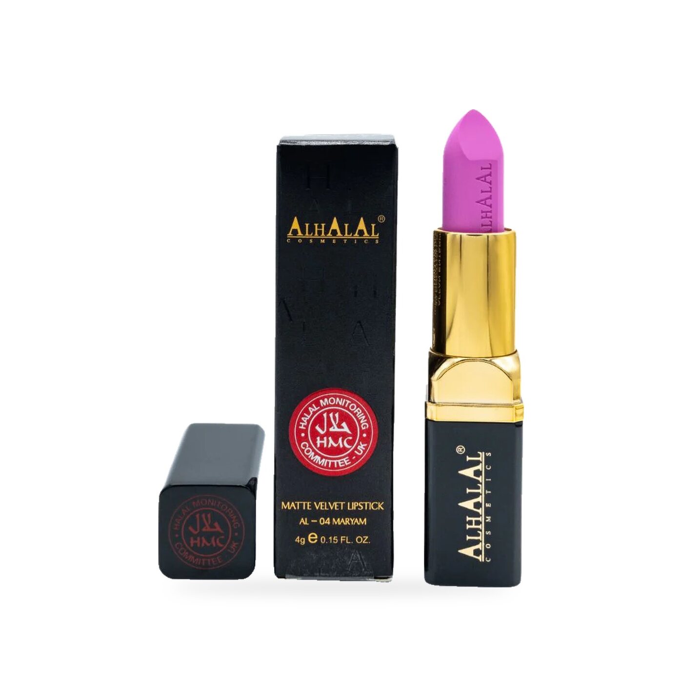 AL-04 MARYAM Halal Lippenstift Pink, Produktfoto mit Box