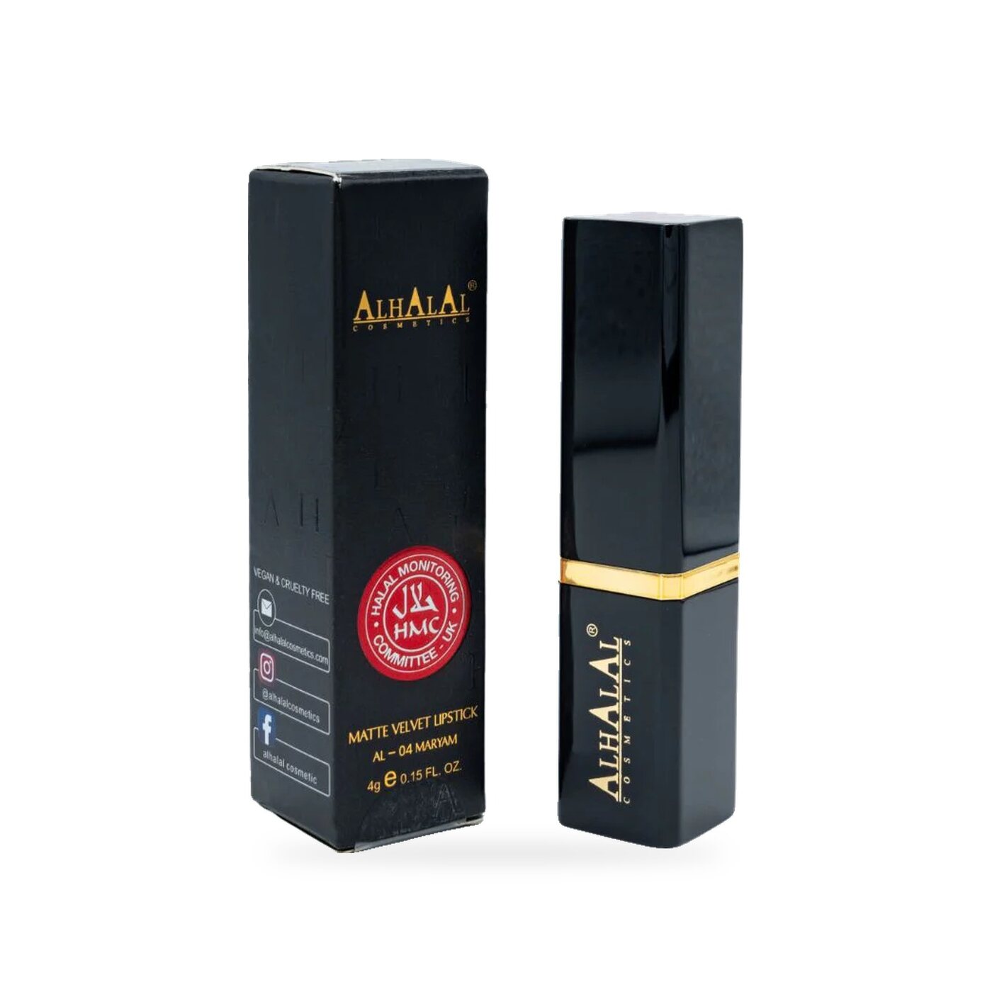 AL-04 MARYAM Halal Lippenstift Pink, Produktfoto Box