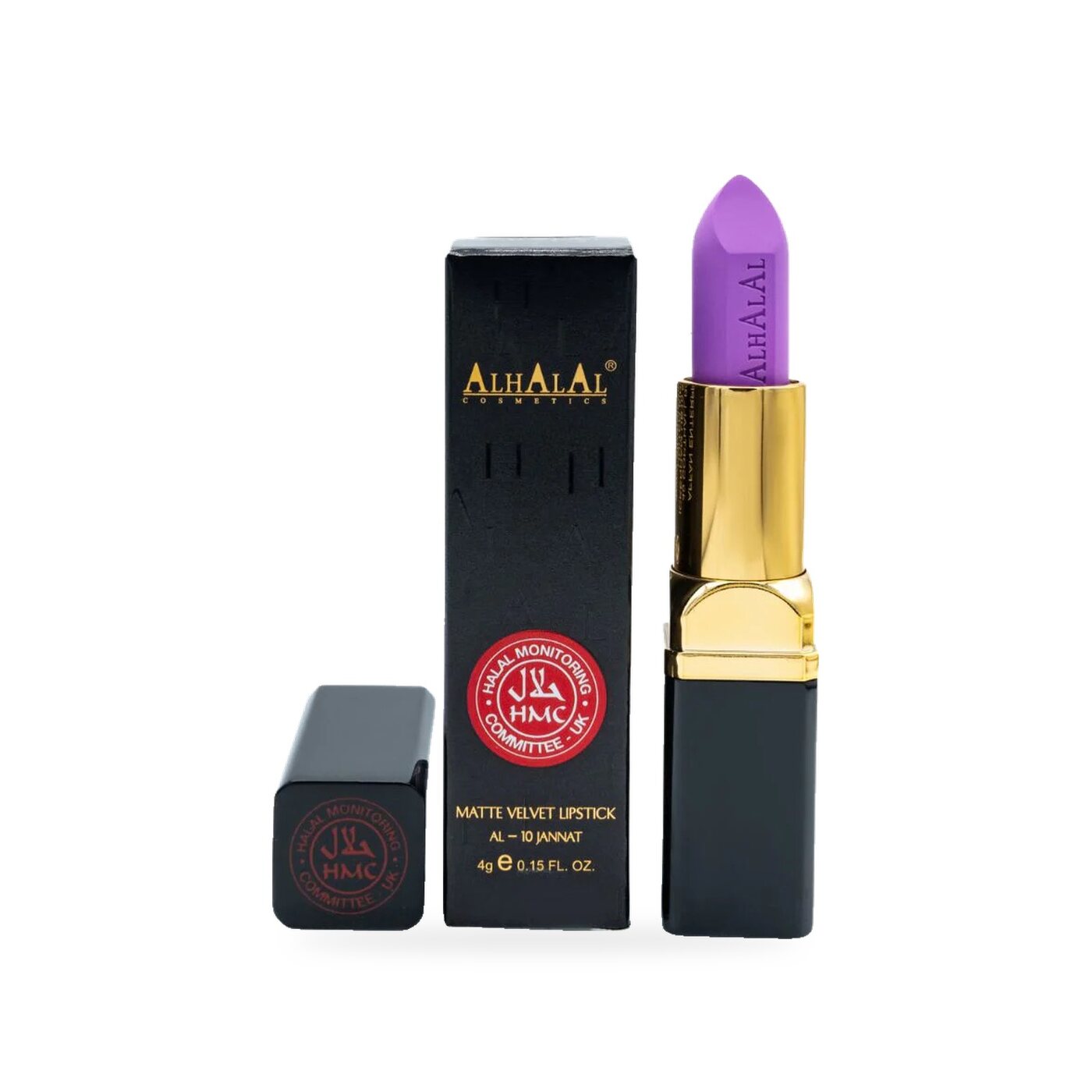 AL-10 JANNAT Halal Lippenstift Lila, Produktfoto mit Box