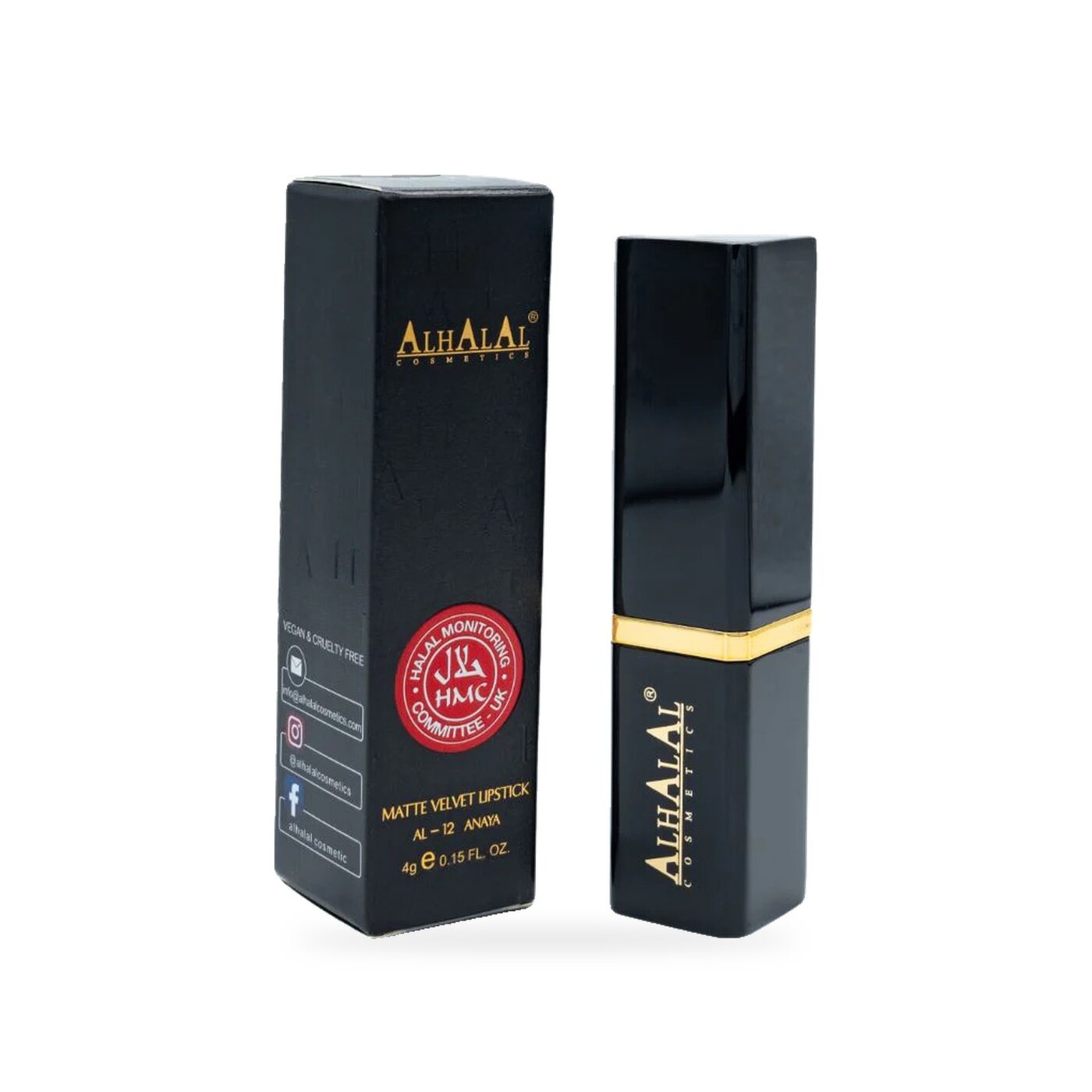 AL-12 ANAYA Halal Lippenstift Berry Rose, Produktfoto Box