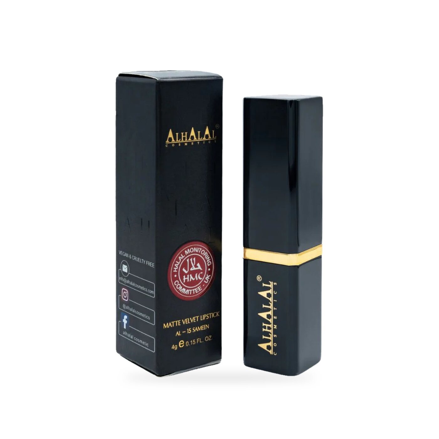 AL-15 SAMEEN Halal Lippenstift Sunset Orange, Produktfoto Box