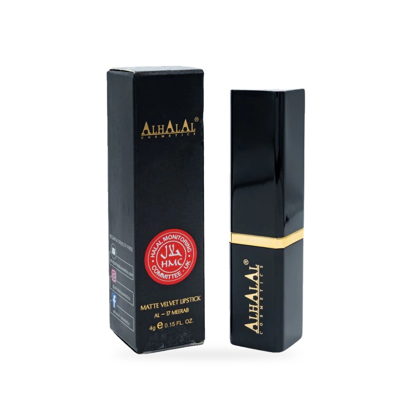 AL-17 MEERUB Halal Lippenstift Fire Red, Produktfoto Box