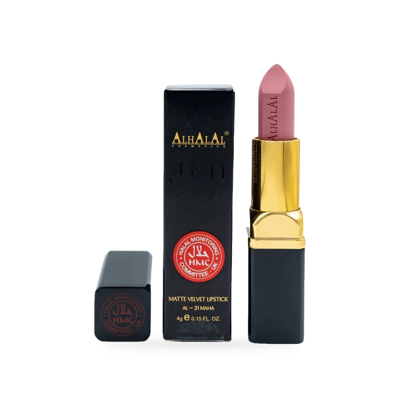 AL-21 MAHA Halal Lippenstift Nude, Produktfoto mit Box