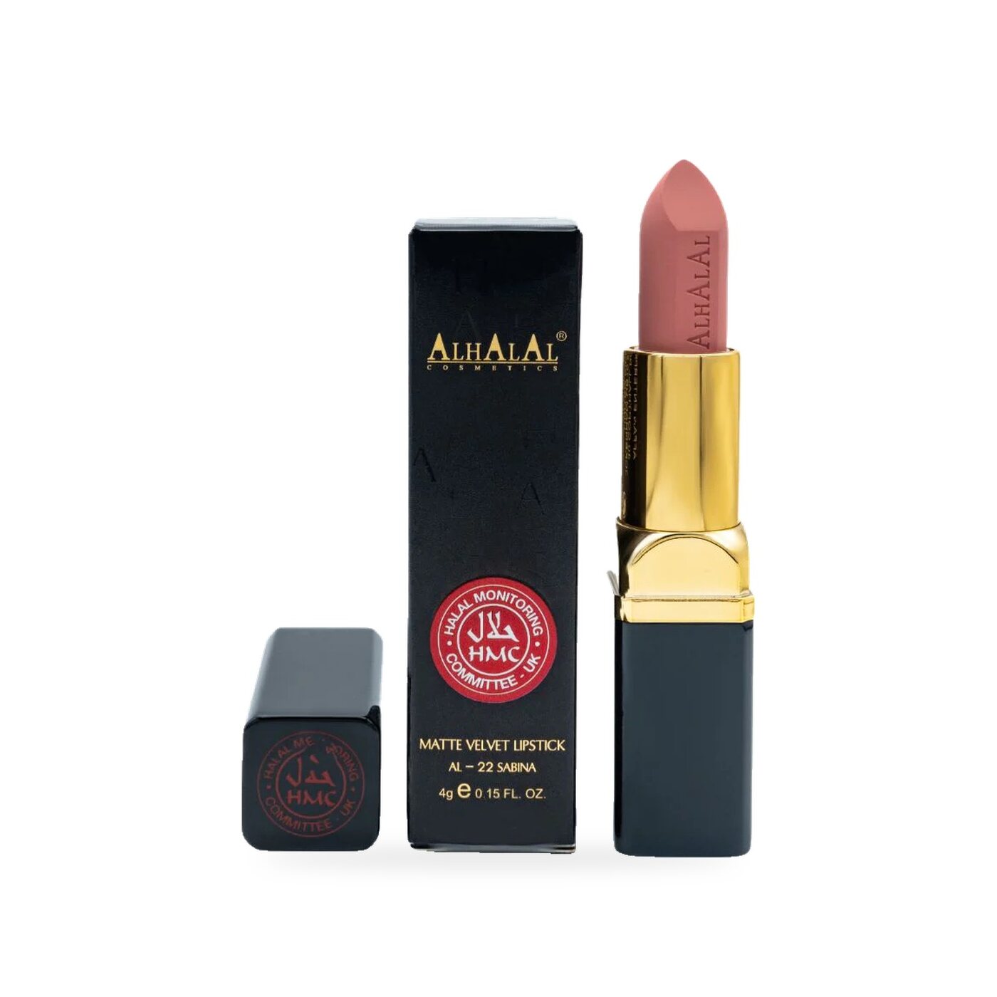 AL-22 SABINA Halal Lippenstift Rosé, Produktfoto mit Box