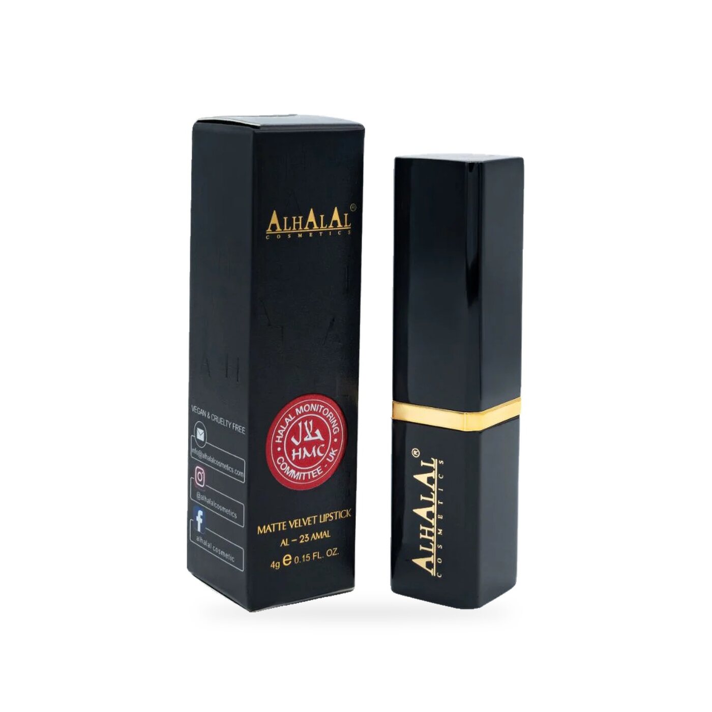AL-23 AMAL Halal Lippenstift Peach Nude, Produktfoto Box